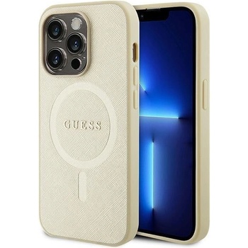 GUESS Кейс Guess GUHMP15XPSAHMCB за iPhone 15 Pro Max 6.7"", златист / златист, твърд, Saffiano MagSafe (KXG0074616)