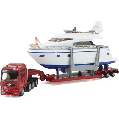 SIKU MAN Těžkotonážní tahač s valníkem a jachtou 1:87