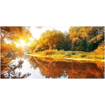 Foto obraz sklo tvrzené Rieka na jeseň 100x50 cm