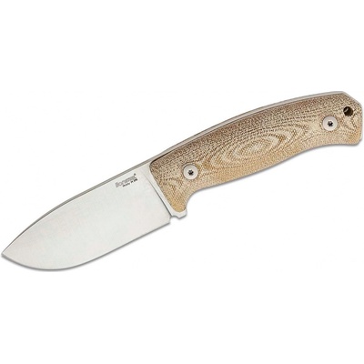 Lionsteel Fixed Blade M390 satin blade, Natural CANVAS Handle, leather sheath M2M CVN