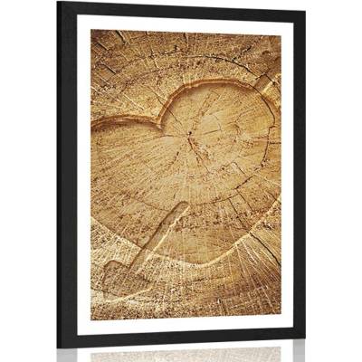 Plakát s paspartou vyřezané srdce na pařezu - 60x90 no frame
