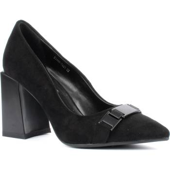 Черни велурени дамски обувки на висок ток