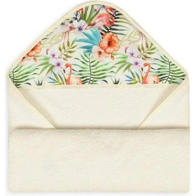 Baby Matex Froté osuška s kapucí MAXI 100x100 béžová s plameňáky Matex