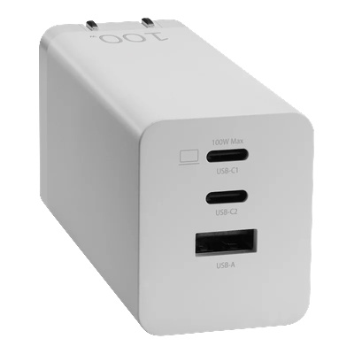 ASUS 100w 3-port gan charger (ac100-02 charger/wht/eu+uk/type c / 90xb07in-bpw010)