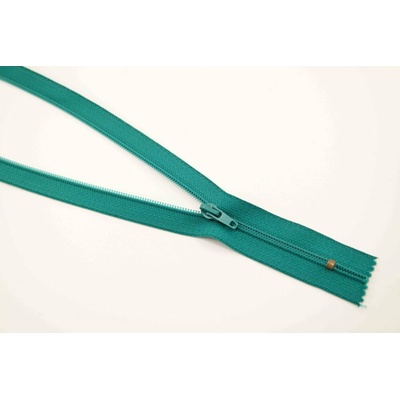 Nedeliteľný jemný plastový špirálový zips (veľkosť číslo 3) rôzne farby - dĺžka 12 cm - 60 cm 22 cm Tmavá tyrkysovo zelená