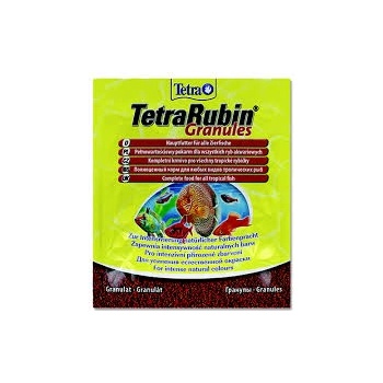 Tetra Rubin Granules - Универсална гранулирана храна с естествени съставки подсилващи яркостта на цветовете на аквариумните рибки - 12 гр