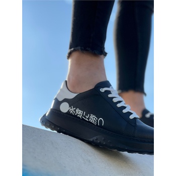 BOA Shoes Мъжки ежедневни обувки с връзки kb-172 - Черни с Бял #369929 (369929_Черно)