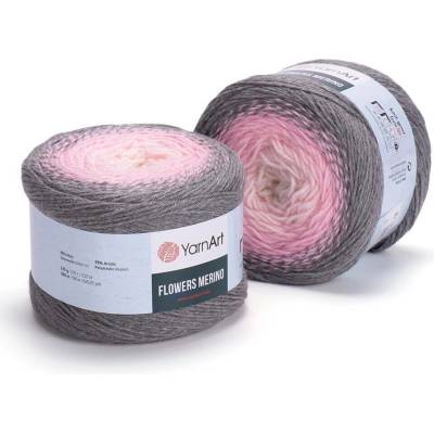 Yarn Art příze Flowers Merino 544 smetanová, odstíny růžové a šedé