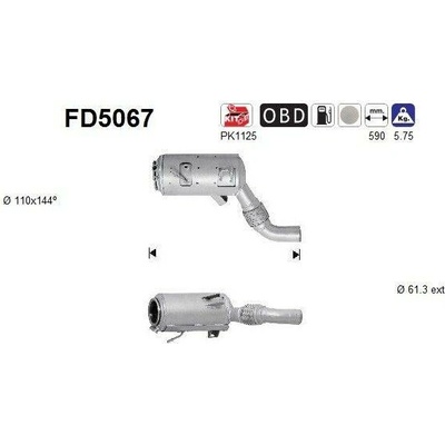 Filtr sazových částic, výfukový systém AS FD5067