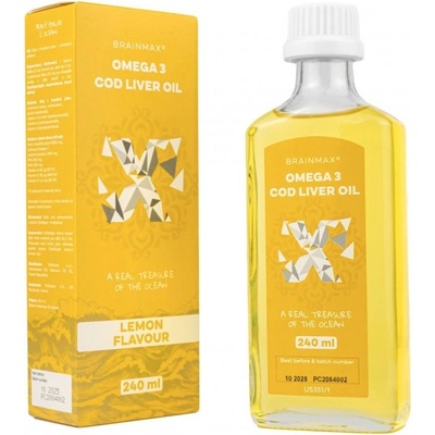 BrainMax Omega 3 Olej z tresčej pečene citrón 240 ml