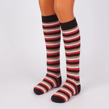 Image 1 of Раирани 3/4 чорапи в кафяво, бяло, червено и бежово