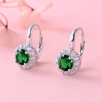 Silenti Jewelry Сребърни обеци "Палитра" - Зелен