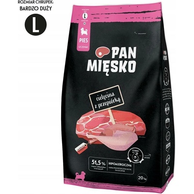Pan Mięsko pro štěňata Telecí s Křepelkou křupky L 20 kg