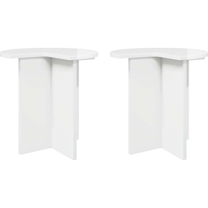 vidaXL Странична маса 2 бр. Бял гланц Ø 39 x 38 см Инженерна дървесина (8001088)