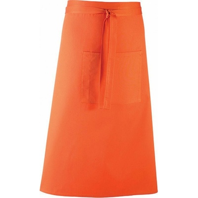 Premier Workwear Keprová dlouhá barmanská zástěra s velkou kapsou oranžová Pantone 1655 90x80cm PW158