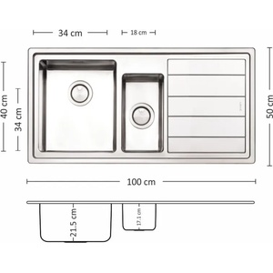 Leks MEGA 100.2 R/L TI Мивка за вграждане