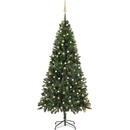 vidaXL Umelý vianočný stromček s LED a súpravou gulí 210 cm zelený PVC
