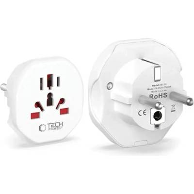 Tech-Protect Universal Travel Adapter to EU - бял (5906302380459)