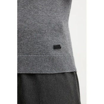 KARL LAGERFELD Пуловер с вълна Karl Lagerfeld в сиво от лека материя с поло 554305.655024 (554305.655024)