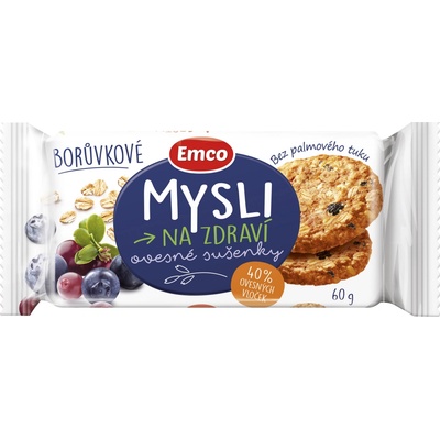 Emco Mysli na Zdraví Ovsené sušienky čučoriedkové 60 g