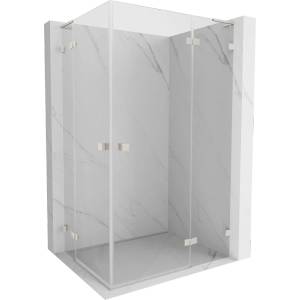 Mexen Lunar L Дуо душ кабина с отваряща се врата, дясна 90 x 80 см, прозрачна, матиран никел - 834L-090P-080L-97-00 (834L-090P-080L-97-00)