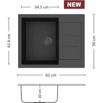 Image 1 of Eurolux FERETA 62.1 SI Композитна мивка за вграждане (FERETA 62.1 S)