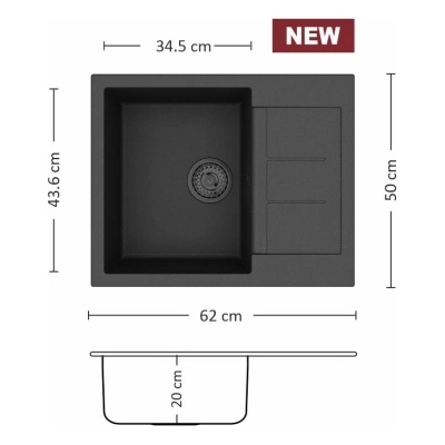 Eurolux FERETA 62.1 SI Композитна мивка за вграждане (FERETA 62.1 S)
