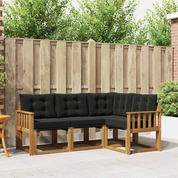 vidaXL Комплект дивани за открито 4 pcs Естествено и черно (3368615)