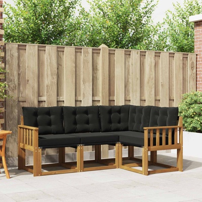 vidaXL Комплект дивани за открито 4 pcs Естествено и черно (3368615)