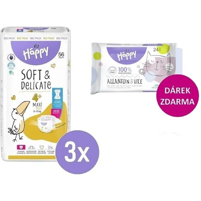 Bella Happy 4+ MAXI PLUS Big Pack 9-15kg 3x 56ks