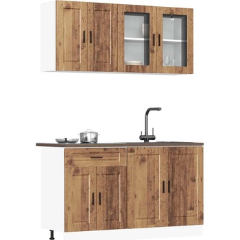vidaXL Комплект кухненски шкафове от 4 части "Porto" Старо дърво Инженерно дърво (3314879)