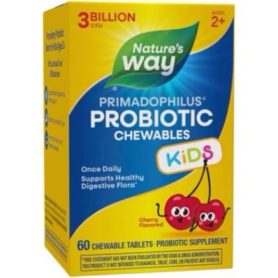 Nature's Way Primadophilus Kids Probiotic, череша, 60 дъвчащи таблетки, Nature’s Way (11035)