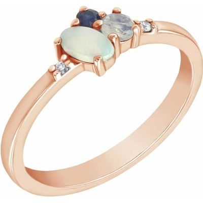 Eppi zlatý cluster prsten s opálem safírem měsíčním kamenem a diamanty Elsa R38565