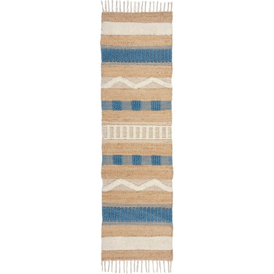Flair Rugs Синьо-естествена ръчно изработена пътека със смес от юта 60x230 cm Medina Jute - Flair Rugs (503119377417)