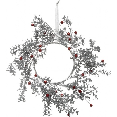 Fééric Lights and Christmas Závěsný vánoční věnec, O 44 cm stříbrná