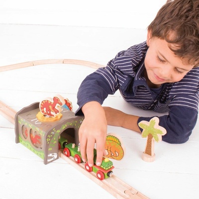 Bigjigs rail vláčkodráha Dinosaurí tunel T-Rex