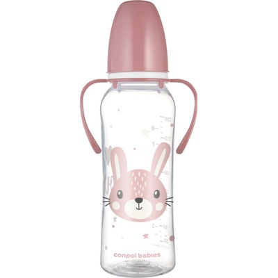 Canpol Babies láhev úzkohrdlá s úchyty Cute Animals růžová 250ml
