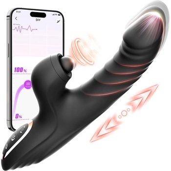 SuperLove Powerful Thrusting G-Spot Rabbit Vibrator Black