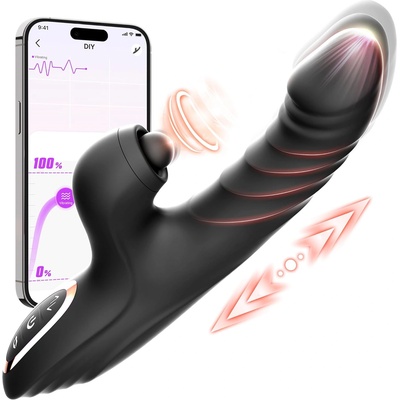 SuperLove Powerful Thrusting G-Spot Rabbit Vibrator Black