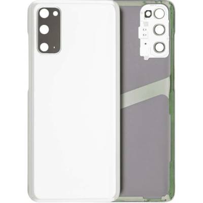 Zadní sklo + kryt objektivu Samsung Galaxy S20 5G (bez loga) – Aftermarket Plus – oblačně bílé SAM3514