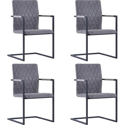 vidaXL Конзолни трапезни столове, 4 бр, тъмносиви, изкуствена кожа (278636)
