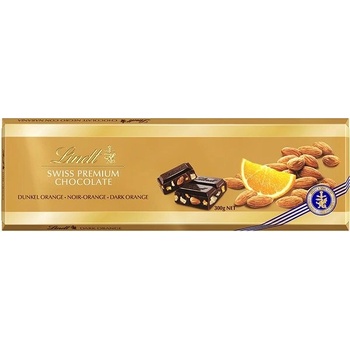 Lindt horká čokoláda s kúskami mandlí a pomaranča 300 g