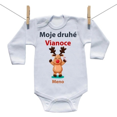 Boodyy Body s dlhým rukávom Moje druhé Vianoce so sobíkom a menom dieťatka