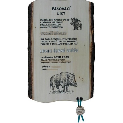 Dřevo Novák Pasovací list černá zvěř č. 731 Varianta: na desce s kůrou 3D, – Hledejceny.cz