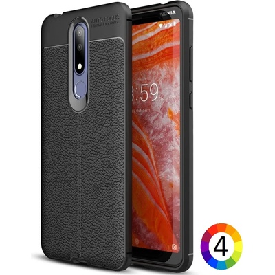 Nokia 3.1 Plus Удароустойчив Litchi Skin Калъф и Протектор