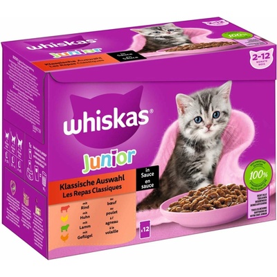 Multipack Whiskas Junior 12 x 85 g klasický výběr v omáčce