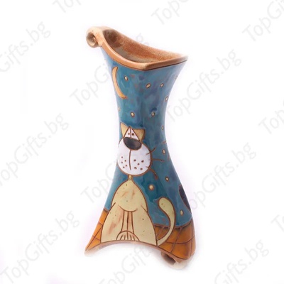 Керамична ваза с котка извита