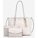 Michael Kors kožená kabelka Charlotte large 3 v 1 light cream multi
