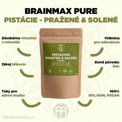 BrainMax Pure Pistácie pražené & solené neloupané 250 g