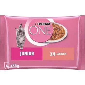 Purina ONE Junior minifiletky s lososem a mrkví ve šťávě 4 x 85 g